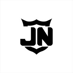 JN Logo monogram with shield around crown shape design template