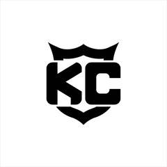 KC Logo monogram with shield around crown shape design template