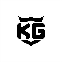 KG Logo monogram with shield around crown shape design template
