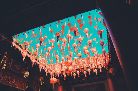 Chinese temple; festive lanterns pattern