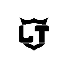 LT Logo monogram with shield around crown shape design template