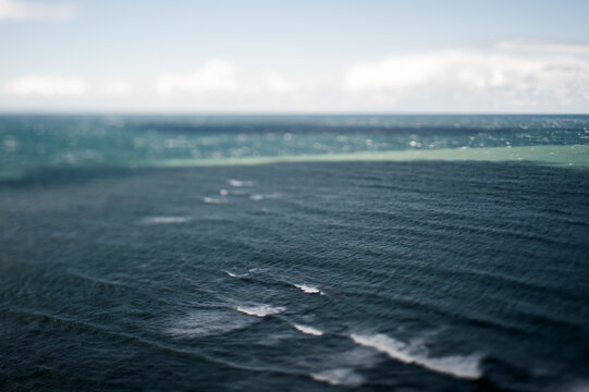 Tilt-shift picture of sea near Magellan Strait