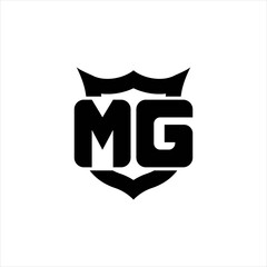 MG Logo monogram with shield around crown shape design template