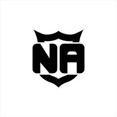 NA Logo monogram with shield around crown shape design template