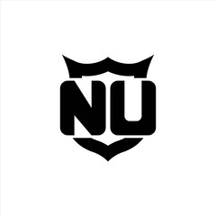 NU Logo monogram with shield around crown shape design template