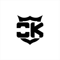 OK Logo monogram with shield around crown shape design template