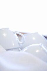 複数の白いコーヒーカップ