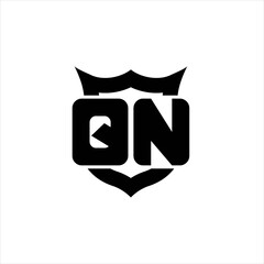 QN Logo monogram with shield around crown shape design template