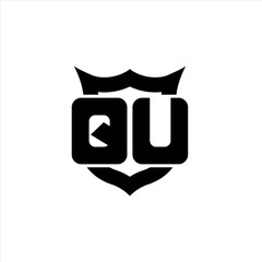 QU Logo monogram with shield around crown shape design template