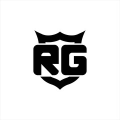 RG Logo monogram with shield around crown shape design template