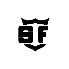 SF Logo monogram with shield around crown shape design template