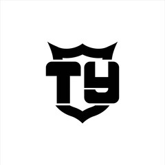 TY Logo monogram with shield around crown shape design template