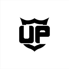 UP Logo monogram with shield around crown shape design template