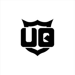 UQ Logo monogram with shield around crown shape design template