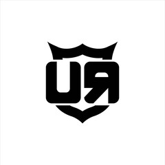 UR Logo monogram with shield around crown shape design template