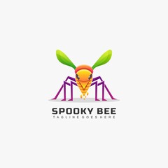 Vector Logo Illustration Bee Gradient Colorful Style.