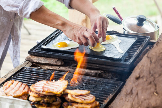 Cooking Breakfast over Wood Fire