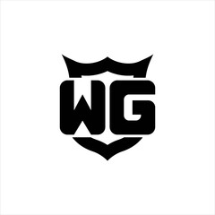 WG Logo monogram with shield around crown shape design template