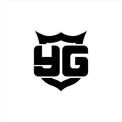 YG Logo monogram with shield around crown shape design template