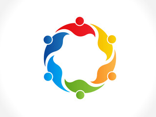 Logo teamwork unity business six people