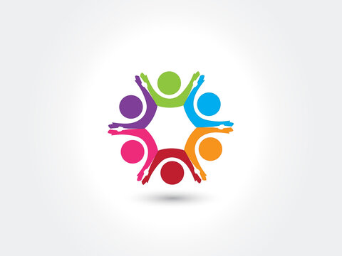 Logo teamwork unity business people hands up vector image 