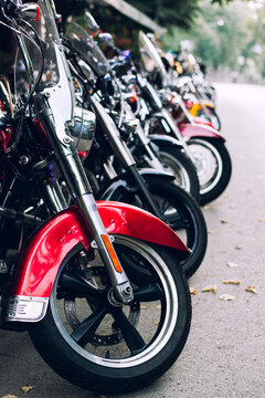 Motorcycles in a row
