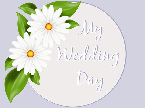 Wedding white flowers invitation card vector