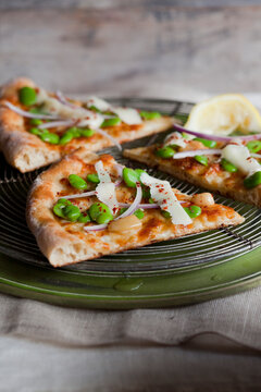 Pizza Slices With Fava Beans and Garlic