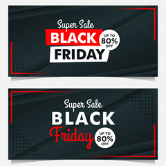 Black Friday sale banner template with black background gradient style