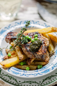 Char grilled minted lamb chops with hand cut chunky fries.