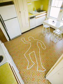 Outline of Body on Kitchen Floor