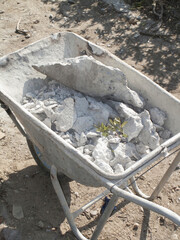 工事現場の運搬用一輪車