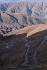 cuesta de lipan zigzag in the Quebrada de Humahuaca in jujuy - Argentina 