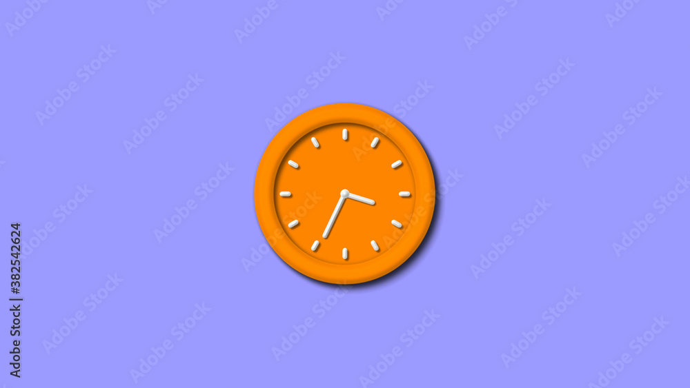 Wall mural wall clock isolated on purple background,12 hours 3d wall clock isolated