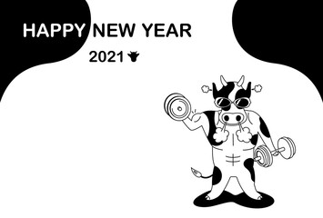 2021 New Year's card material. Funny and funky cow design.