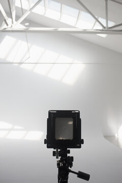 Photographer studio with analog view camera