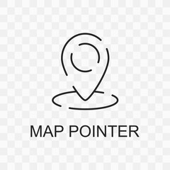 Map pointer icon on transparent background. GPS location, marker, map.