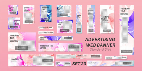 Vector background advertising banner with standard size. Graphic design templates