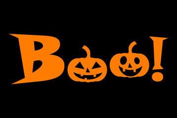BOO!, jack-o-lantern pumpkin silhouettes, vector illustration