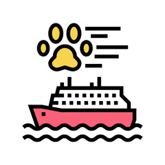 pet transportation in ship color icon vector. pet transportation in ship sign. isolated symbol illustration