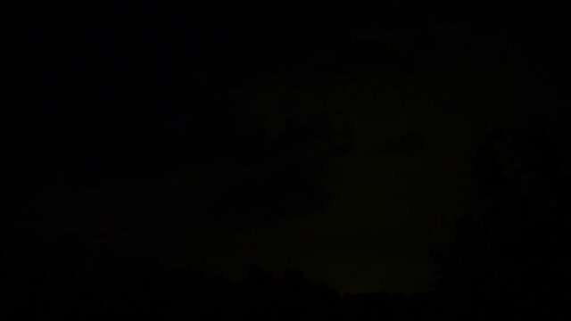 Wide, timelapse, lightning storm in the night over North Carolina
