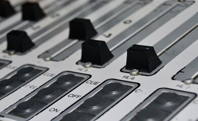Close up of a mixing panel