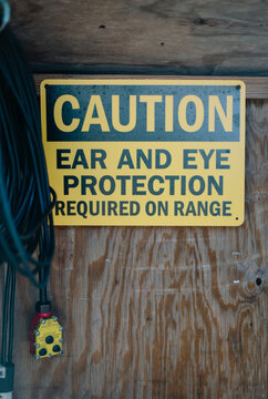 safety sign at target gun shooting range