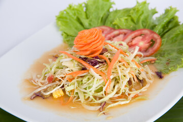 Fresh salad with grains and greens on table . Healthy food.