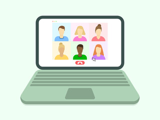 Video chat notebook social network concept