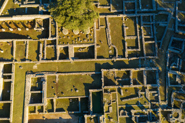 Aerial view of the Byzant Kastrum ruins on Brijuni National Park, Croatia