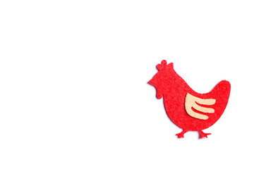 Handmade rooster with isolate white copy space, New Year, Year of rooster concept.