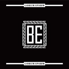 B E collection of initial logo designs with luxurious frame elements