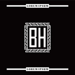 B H collection of initial logo designs with luxurious frame elements