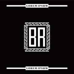Obraz premium B R collection of initial logo designs with luxurious frame elements